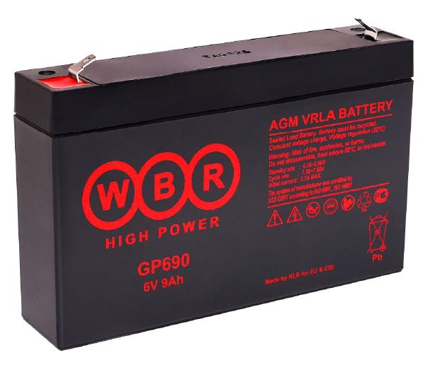 Аккумулятор WBR GP 690 9Ah 2,10A 151x34x100