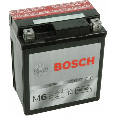 Мото аккумулятор YTX7L-BS, BOSCH 0092M60060 AGM 6Ah