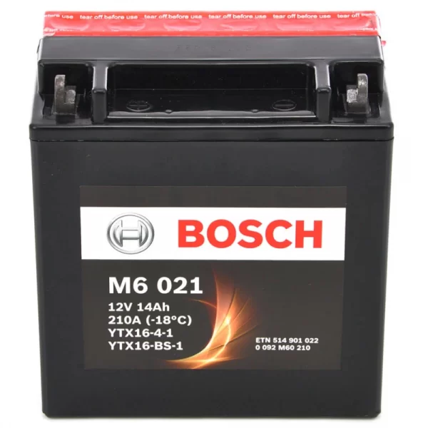 Мото аккумулятор BOSCH M6 021 (12V 14Ah) (YTX16-BS-1) 0092M60210